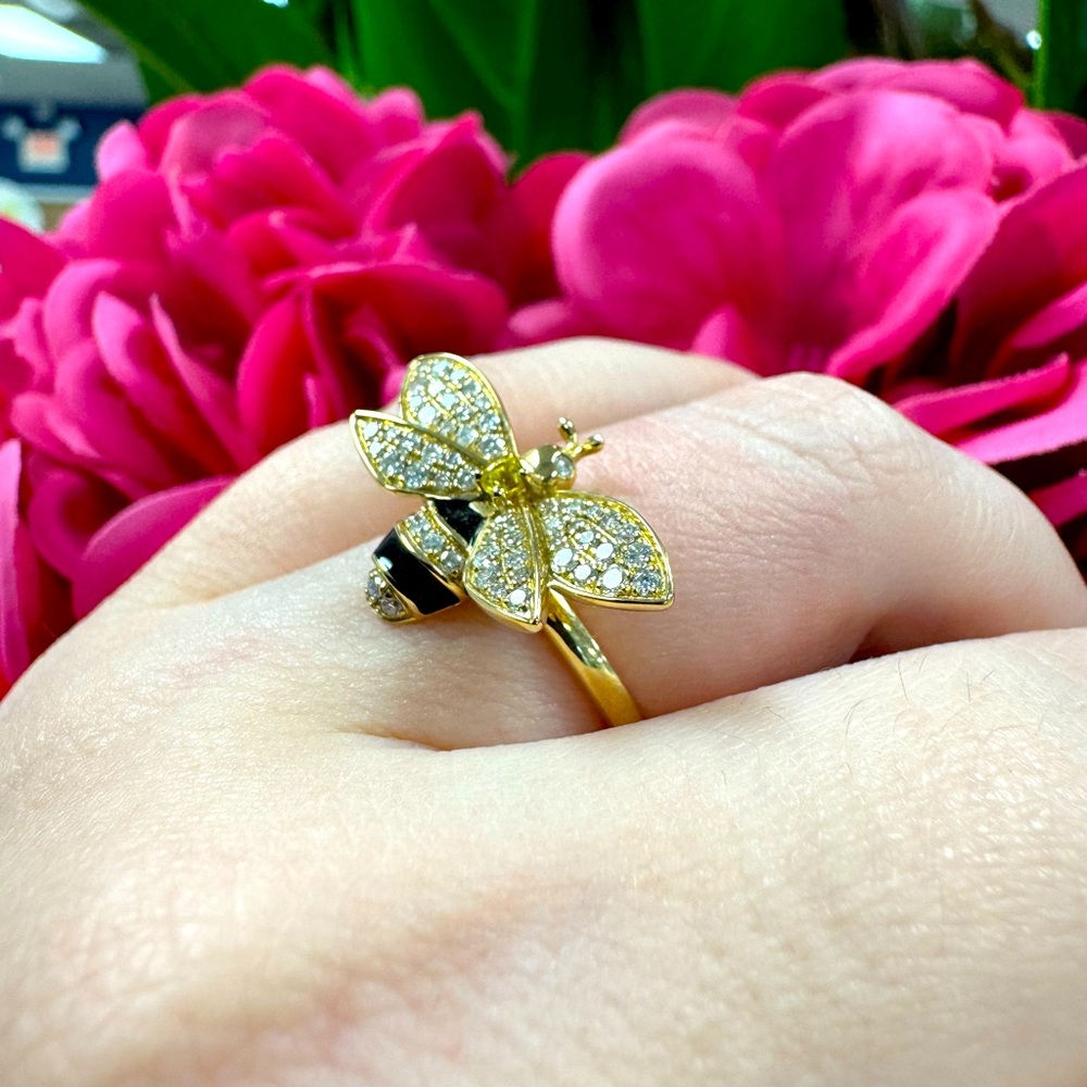EFFY Diamond Bee Ring NEW! Yellow Gold with Diamonds & Yellow Sapphires